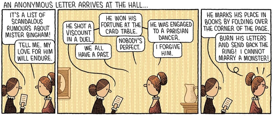 An Anonymous Letter Arrives at the Hall Cartoon