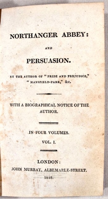 Persuasion and Northanger Abbey Title Page, First Edition