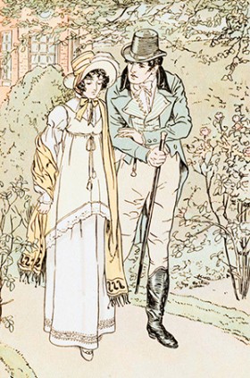 Illustration of Emma Woodhouse and George Knightley Proposal Scene