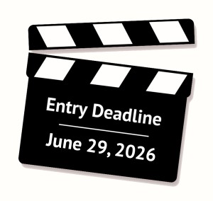Film clapboard with submission deadline: June 29, 2026