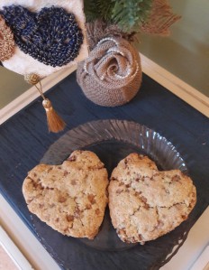 Heart-Shaped English Toffee Scones, from Linda Levengood